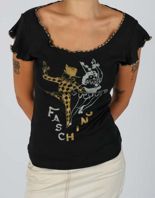 Vintage Unbranded S woven top in black, 4 of 4