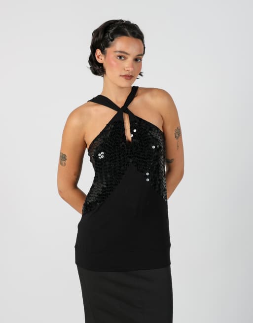 Vintage Unbranded S woven top in black, 1 of 4