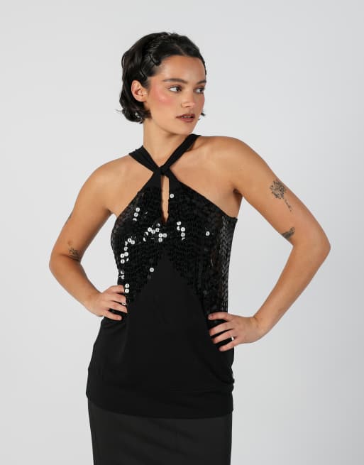 Vintage Unbranded S woven top in black, 3 of 4