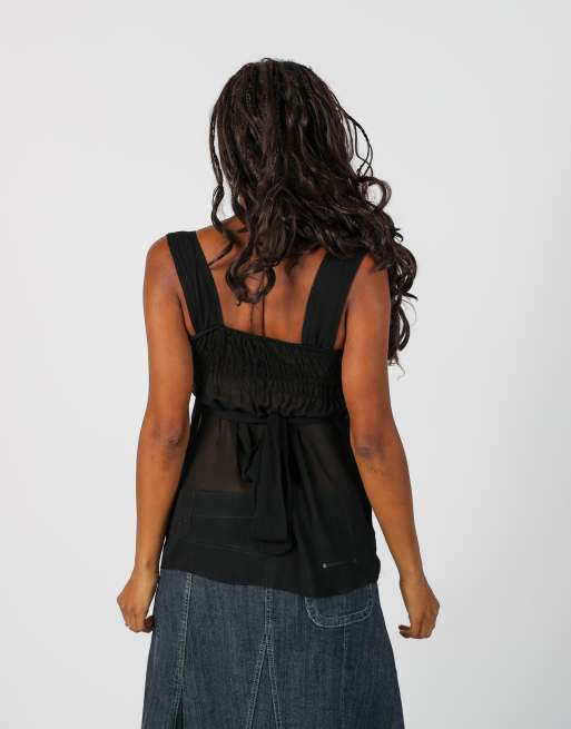 Vintage Unbranded S woven top in black, 2 of 4