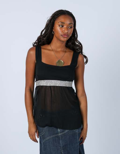 Vintage Unbranded S woven top in black, 3 of 4