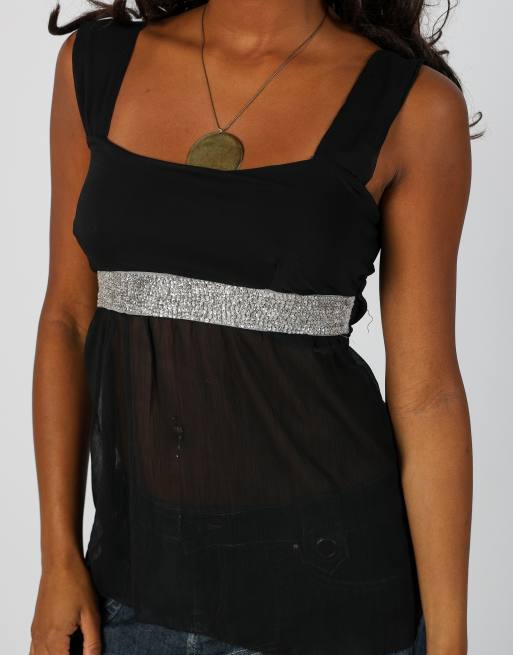 Vintage Unbranded S woven top in black, 4 of 4