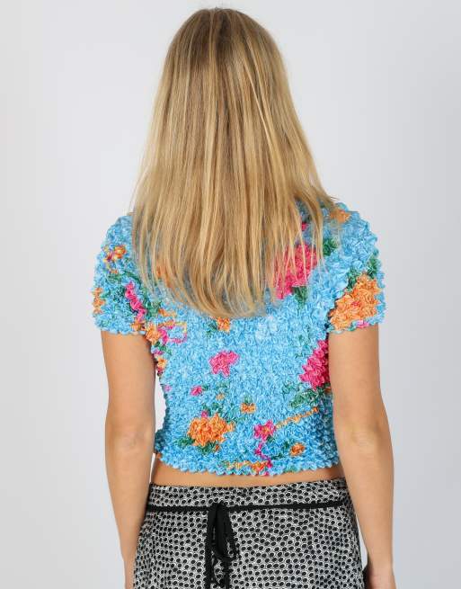 Vintage Unbranded S woven top in blue, 2 of 4