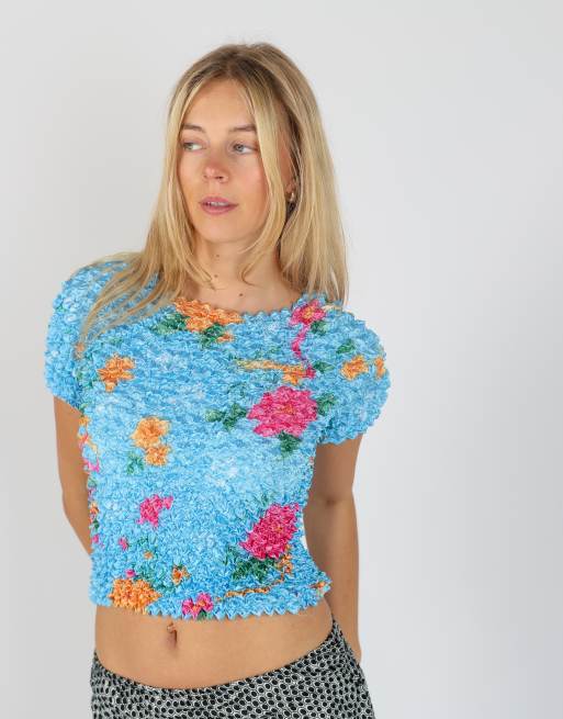 Vintage Unbranded S woven top in blue, 3 of 4