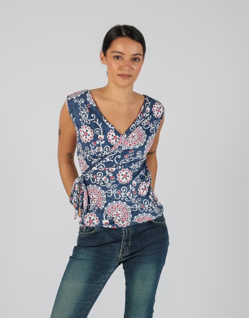 Vintage Unbranded S woven top in blue