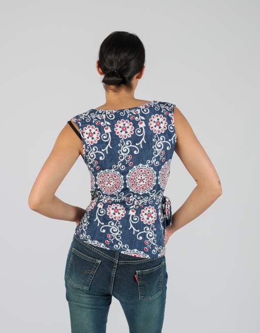 Vintage Unbranded S woven top in blue, 2 of 4