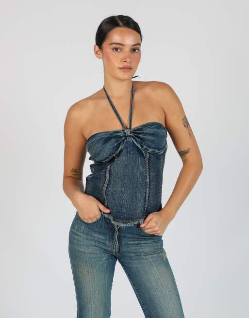 Vintage Unbranded S woven top in blue, 1 of 4
