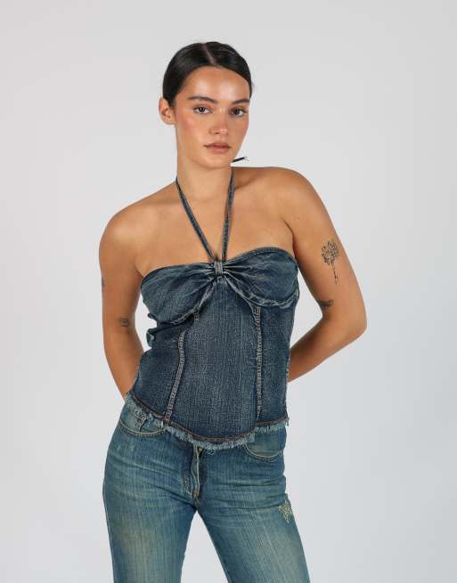 Vintage Unbranded S woven top in blue, 3 of 4