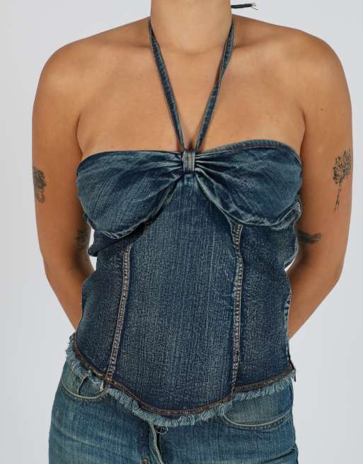 Vintage Unbranded S woven top in blue, 4 of 4