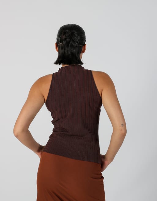 Vintage Unbranded S woven top in brown, 2 of 4