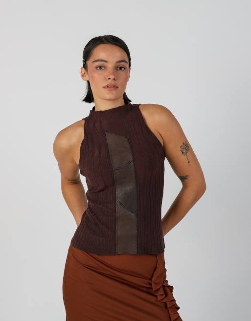 Vintage Unbranded S woven top in brown, 3 of 4