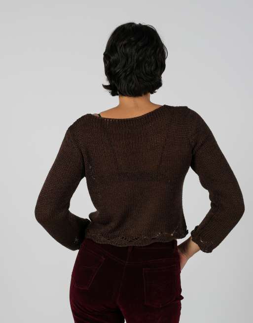 Vintage Unbranded S woven top in brown, 2 of 4