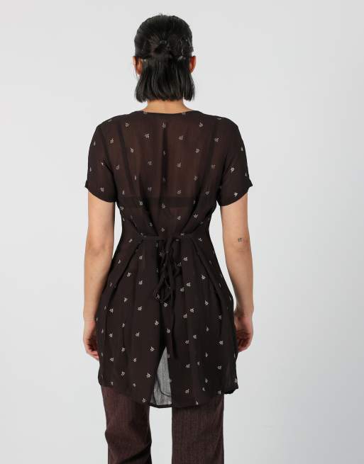 Vintage Unbranded S woven top in brown, 2 of 4