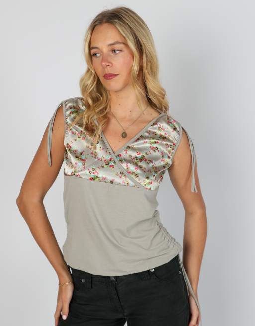 Vintage Unbranded S woven top in grey