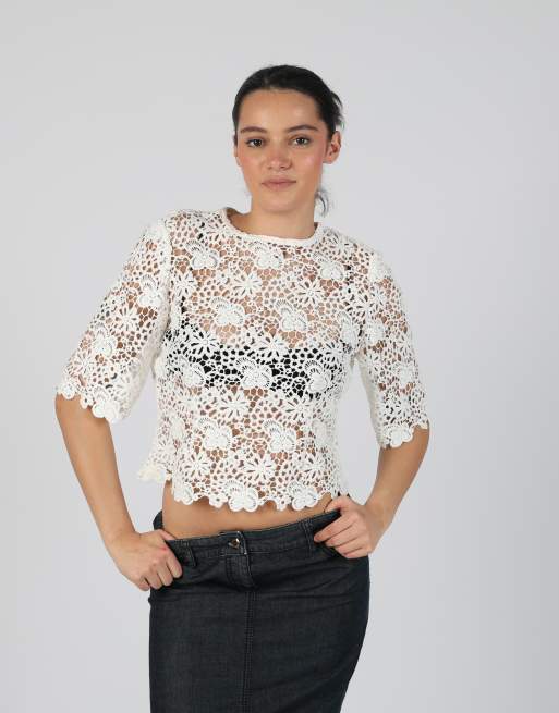 Vintage Unbranded S woven top in ivory