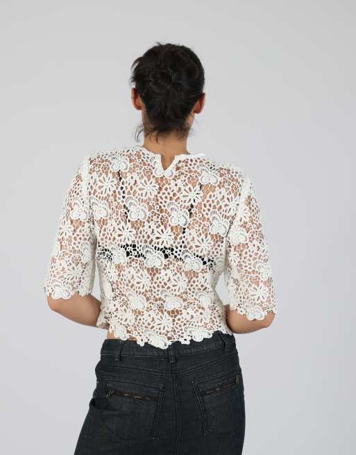 Vintage Unbranded S woven top in ivory, 2 of 4