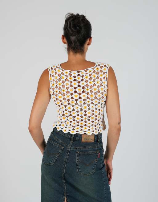 Vintage Unbranded S woven top in ivory, 2 of 4