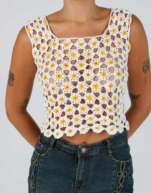 Vintage Unbranded S woven top in ivory, 4 of 4