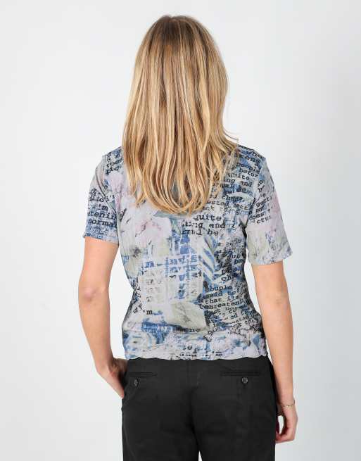Vintage Unbranded S woven top in light blue, 2 of 4