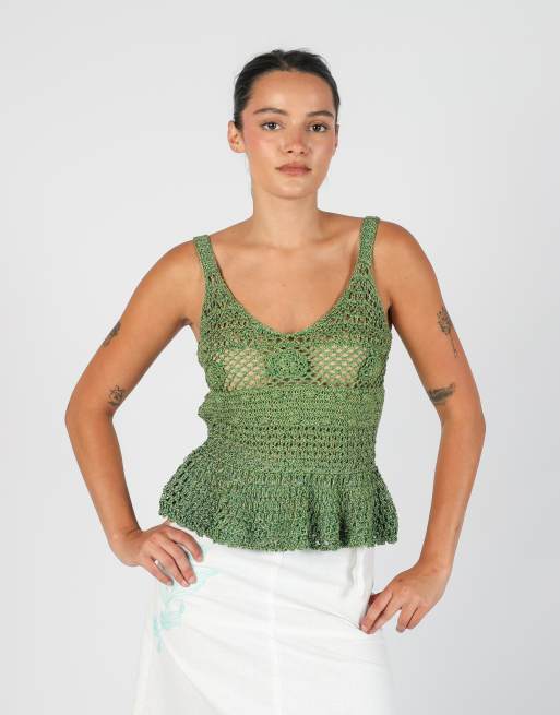 Vintage Unbranded S woven top in light green