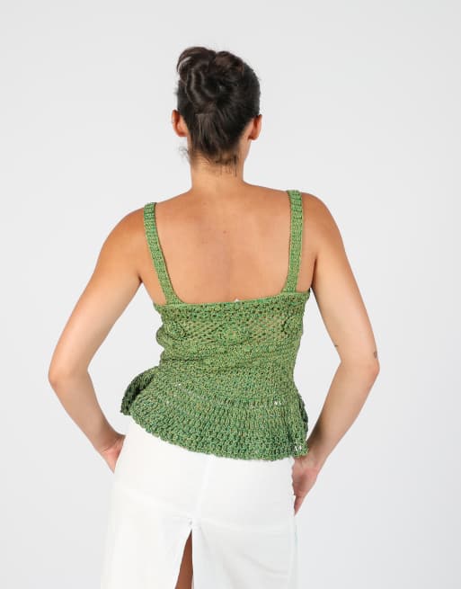 Vintage Unbranded S woven top in light green, 2 of 4