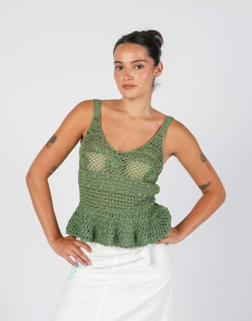 Vintage Unbranded S woven top in light green, 3 of 4