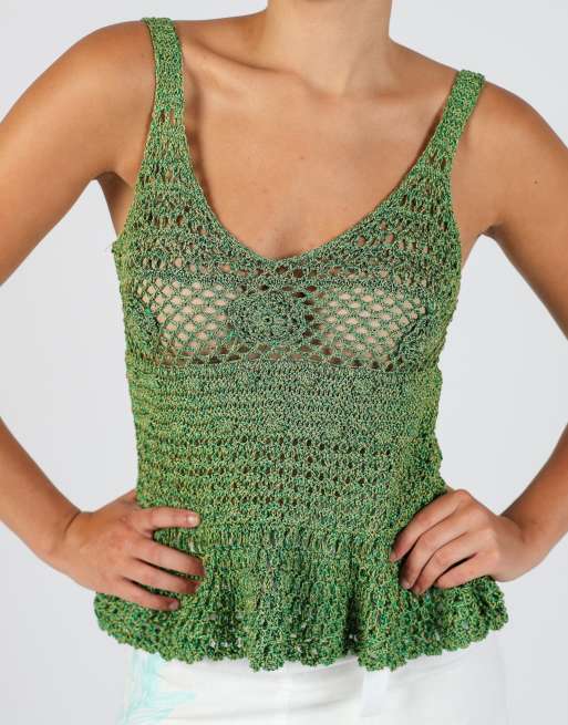 Vintage Unbranded S woven top in light green, 4 of 4