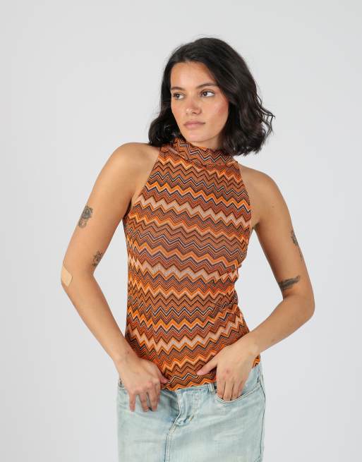 Vintage Unbranded S woven top in orange, 3 of 4