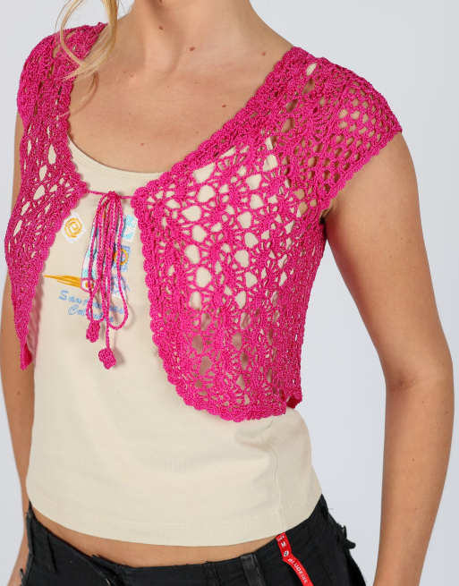 Vintage Unbranded S woven top in pink, 4 of 4