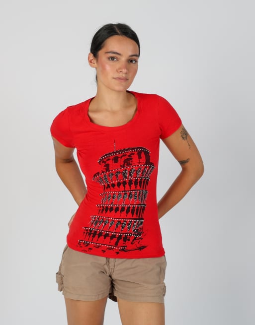 Vintage Unbranded S woven top in red, 3 of 4