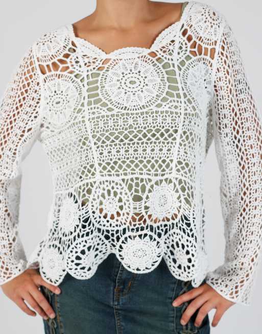 Vintage Unbranded S woven top in white, 4 of 4