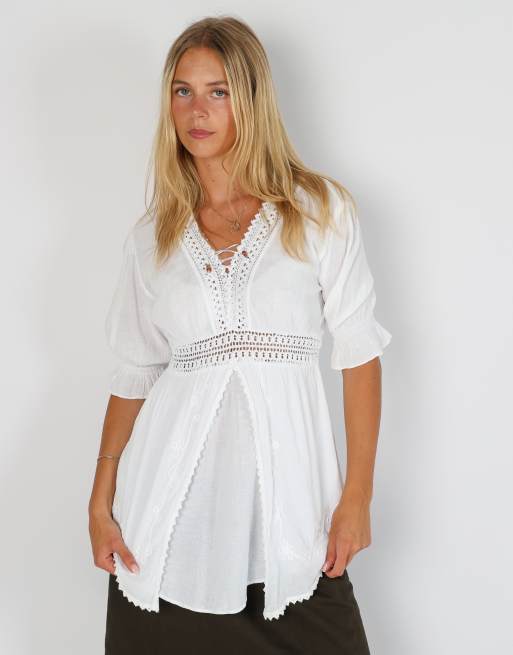 Vintage Unbranded S woven top in white