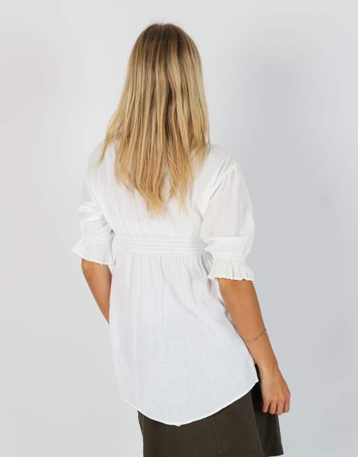 Vintage Unbranded S woven top in white, 2 of 4