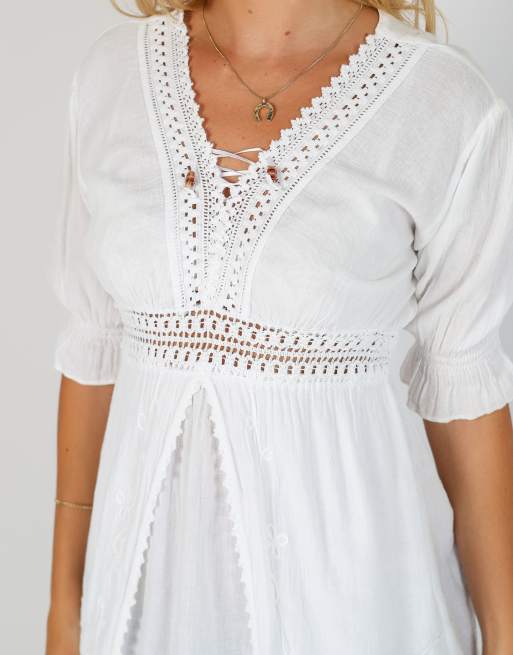 Vintage Unbranded S woven top in white, 4 of 4