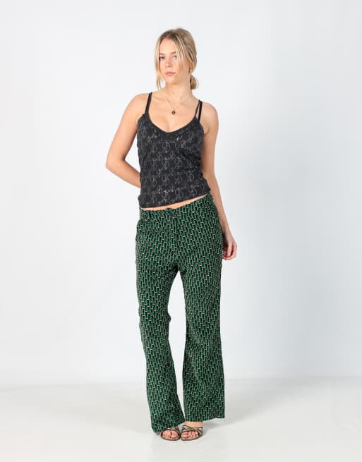 Vintage Unbranded S woven trousers in dark green