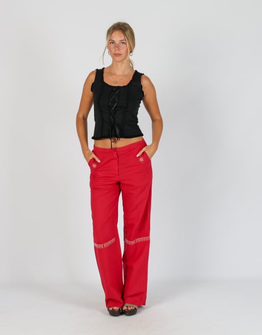 Vintage Unbranded S woven trousers in red