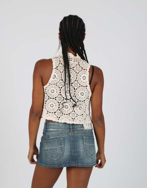 Vintage Unbranded S woven vest in beige, 4 of 4