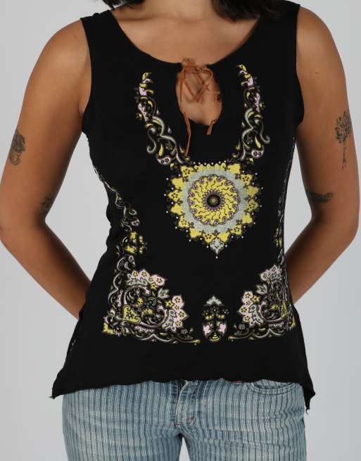 Vintage Unbranded S woven vest in black, 4 of 4