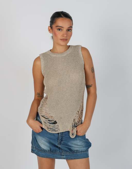 Vintage Unbranded S woven vest in gold, 1 of 4