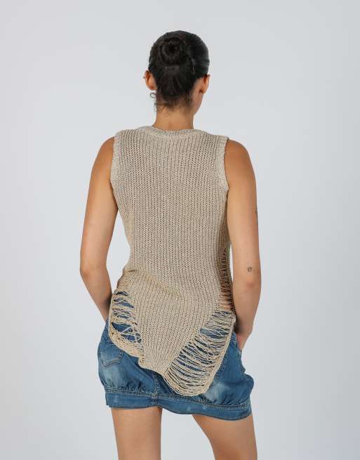 Vintage Unbranded S woven vest in gold, 2 of 4