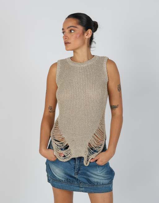 Vintage Unbranded S woven vest in gold, 3 of 4