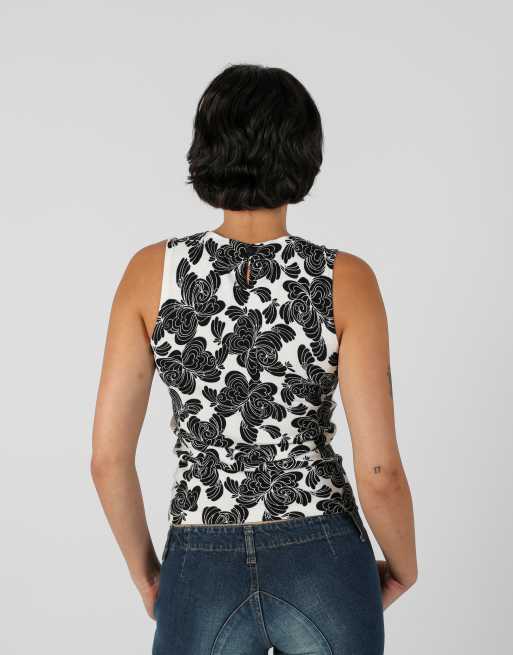 Vintage Unbranded S woven vest in white, 2 of 4