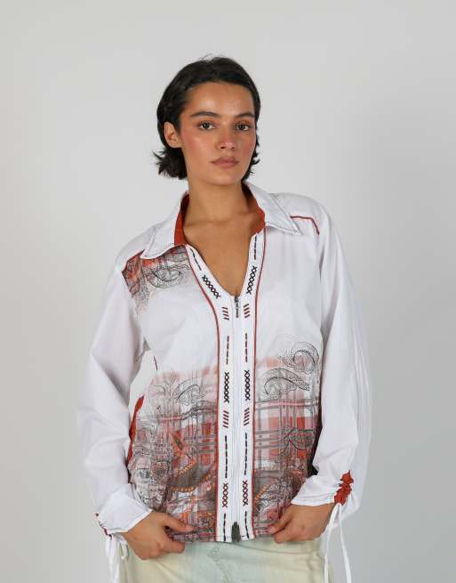 Vintage Unbranded XL long sleeve top in white, 3 of 4