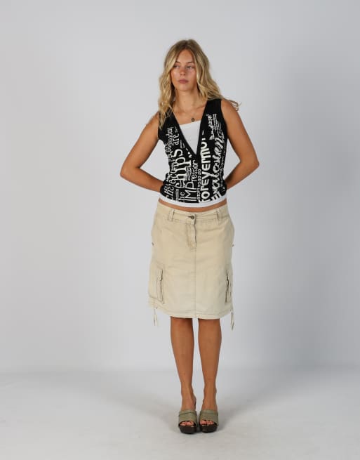 Vintage Unbranded XL woven midi skirt in cream, 1 of 4