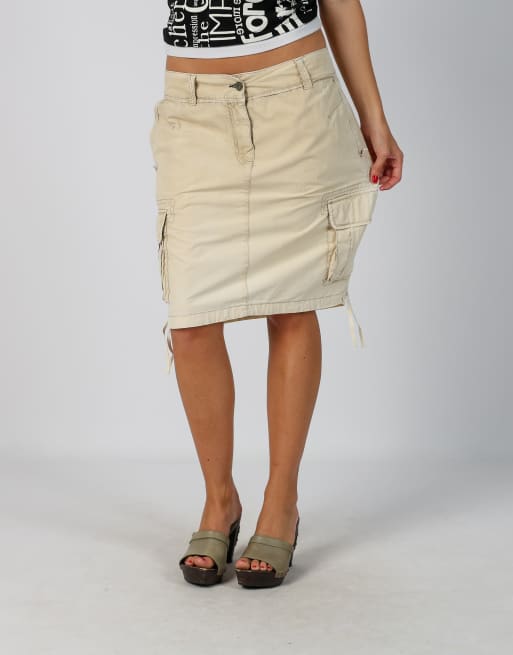 Vintage Unbranded XL woven midi skirt in cream, 2 of 4