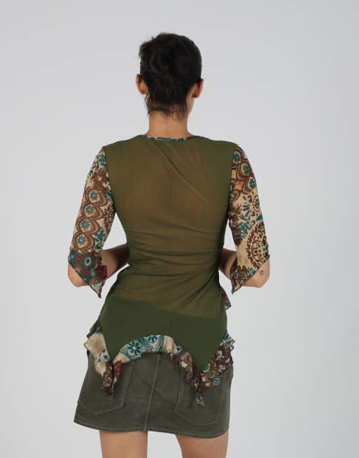Vintage Unbranded XS blouse in dark green, 2 of 4