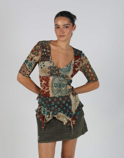 Vintage Unbranded XS blouse in dark green, 3 of 4