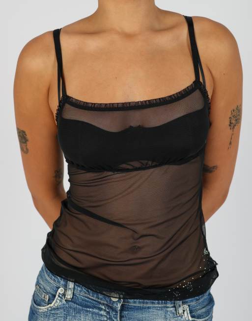 Vintage Unbranded XS cami in black, 4 of 4