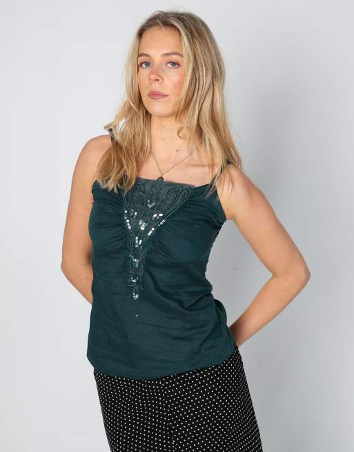 Vintage Unbranded XS cami in dark green