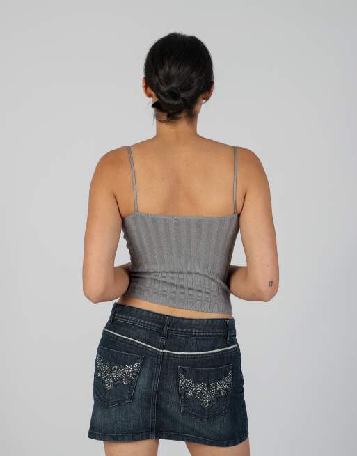Vintage Unbranded XS cami in grey, 2 of 4